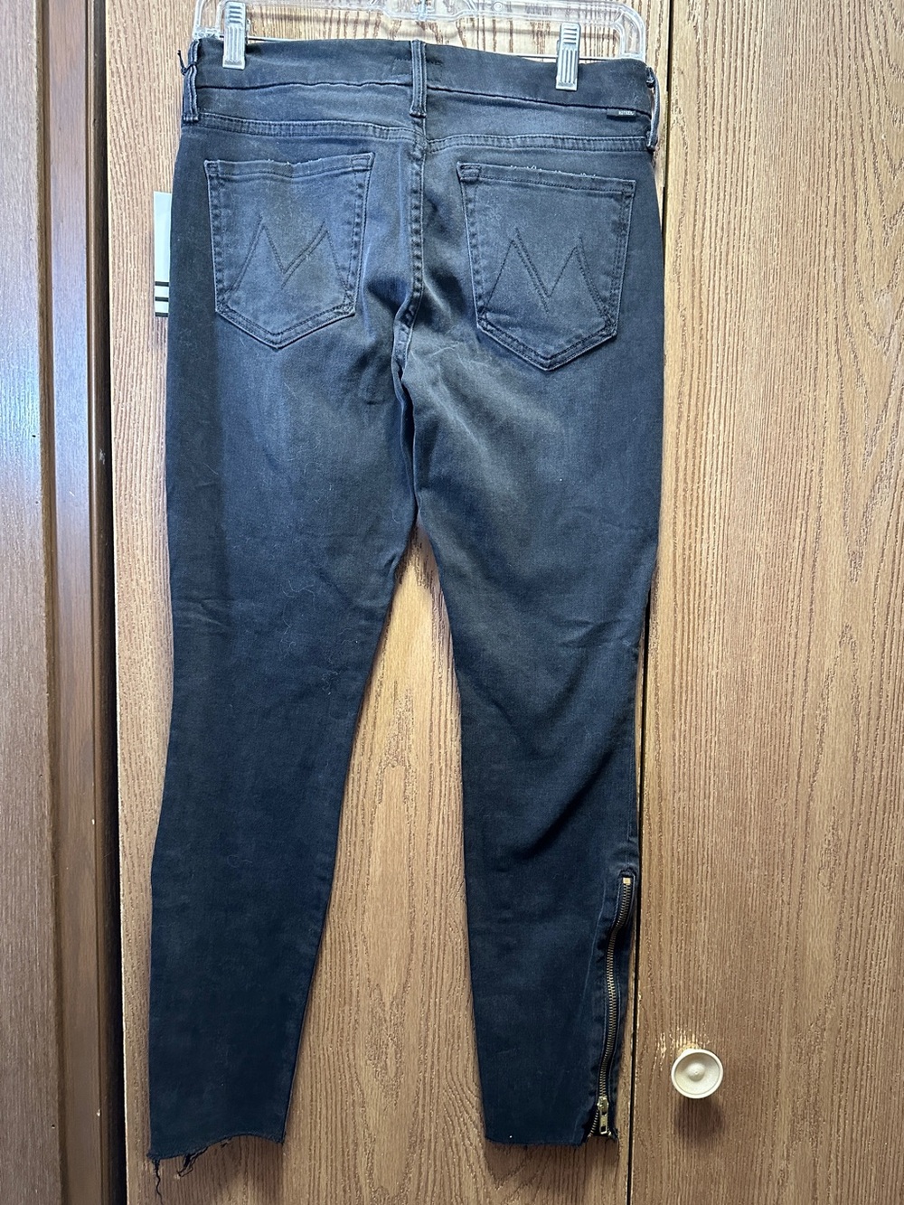 MOTHER Looker Zip Fray grey black skinny jean with ankle zippers NWT - Picture 4 of 10